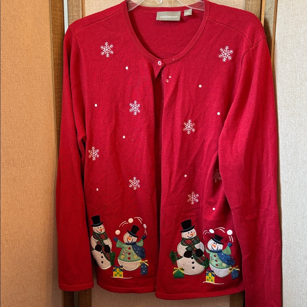 Croft & Barrow Rich Red snowman Sweater large